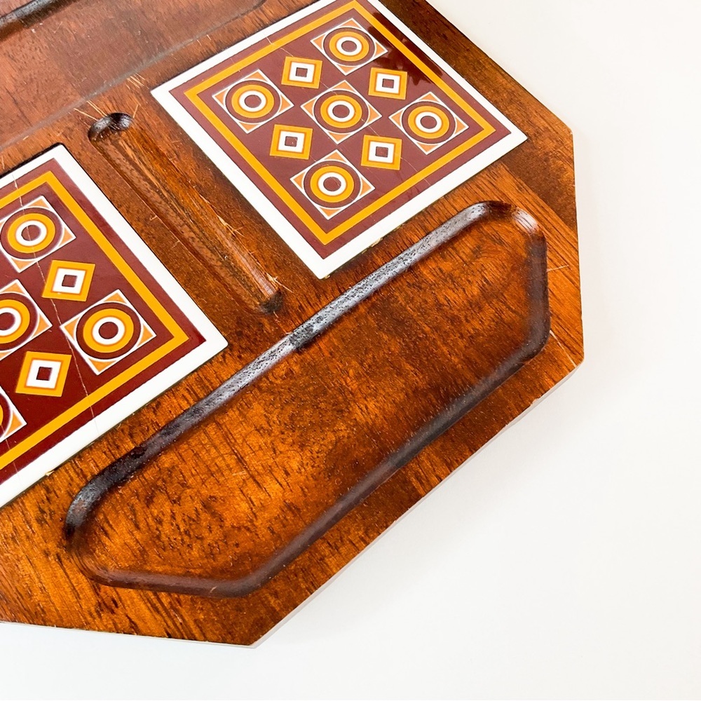 VINTAGE Mid Century Modern Wooden Serving Plate or Plant Holder, Jewelry Holder